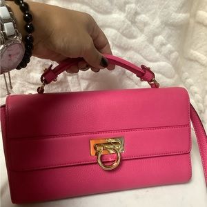 Ferragamo Grained Calf Clutch/Crossbody